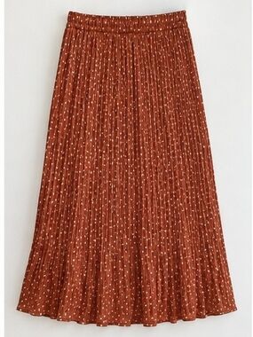 Gant Rust Brown Pleated Midi Skirt with Cream Speckle